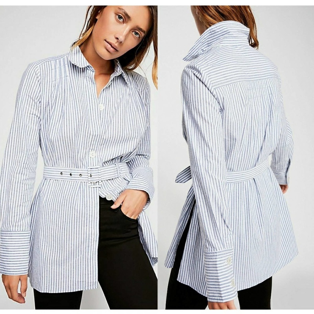 Free People In the Wind Striped Button Down Shirt
